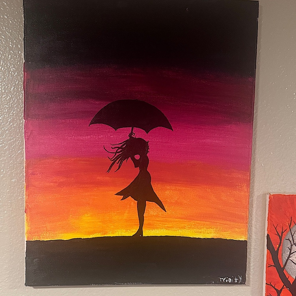 Trinity Silhouette Canvas Art - Pink and Orange